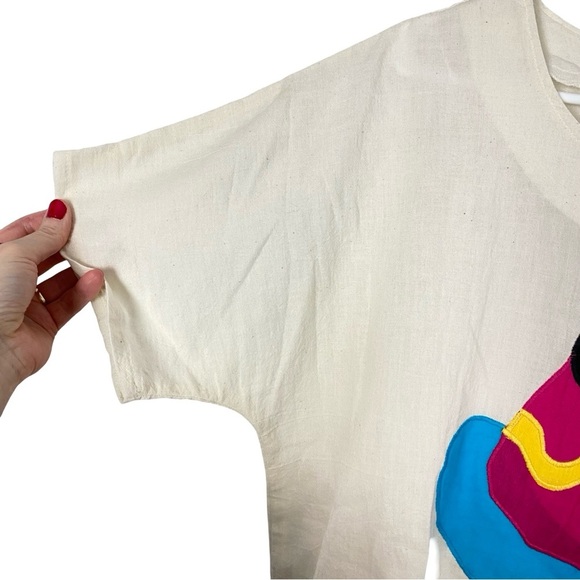 Alfredo’s Wife Tunic Top Womens Medium Made In USA Cream Organic Cotton Shirt - Picture 5 of 11